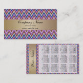 Carte De Visite Calendrier Indigo Ikat ZigZag Pocket 2019 (Devant / Derrière)
