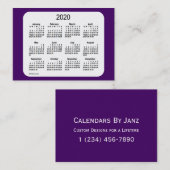 Carte De Visite Calendrier mauve 2020 par Janz (Devant / Derrière)