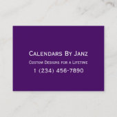 Carte De Visite Calendrier mauve 2020 par Janz (Dos)