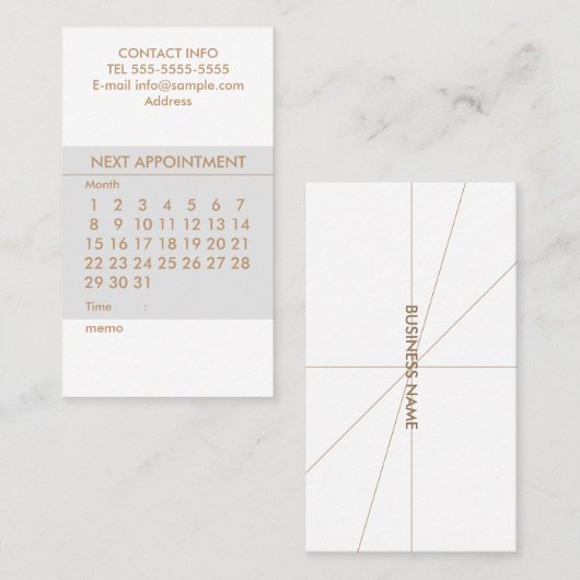 Carte De Visite Calendrier simple (Devant / Derrière)