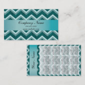 Carte De Visite Calendrier Turquoise foncé Zigzag Pocket 2019 (Devant / Derrière)