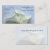 Carte De Visite Calla ment sur arrière - plan décoratif (Devant / Derrière)