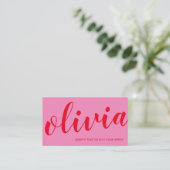 Carte De Visite Calliage de script de signature rouge rose gras (Debout devant)