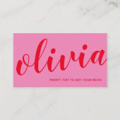 Carte De Visite Calliage de script de signature rouge rose gras (Devant)
