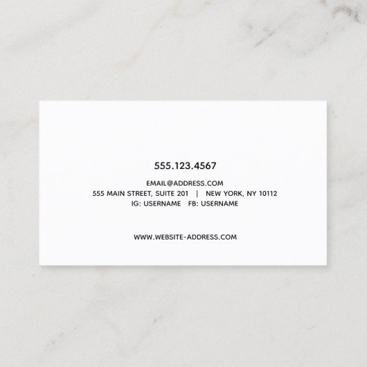 Carte De Visite Calliage de script manuscrit noir gras (Dos)