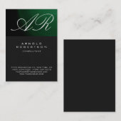 Carte de visite Calligraphic Grey Green Monogram (Devant / Derrière)