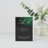 Carte de visite Calligraphic Grey Green Monogram (Debout devant)