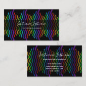 Carte De Visite calligraphie Abstraite des ondes de couleur arc-en (Devant / Derrière)