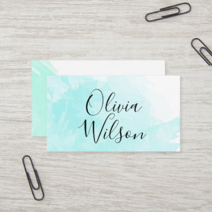 Carte de visite calligraphie aquarelle moderne Aqu