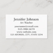 Carte De Visite Calligraphie Art Enseignant Simple Art (Dos)