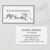 Carte De Visite Calligraphie Art Enseignant Simple Art (Devant / Derrière)