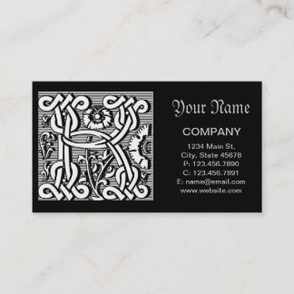 Carte De Visite calligraphie céleste gothique renaissance monogram
