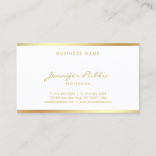 Carte De Visite Calligraphie Chic Script manuscrit Monogramme Or (Dos)