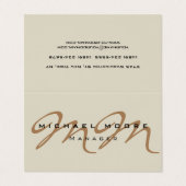 Carte De Visite Calligraphie classique Monogramme Pastel Couleur (Extérieur déplié)