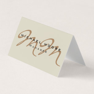 Carte De Visite Calligraphie classique Monogramme Pastel Couleur