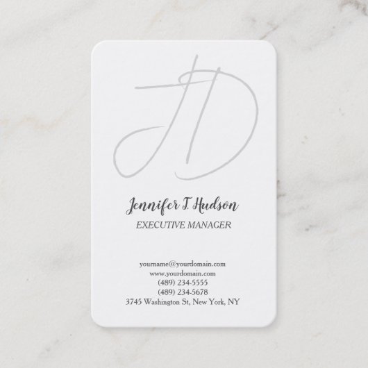 Carte De Visite Calligraphie classique tendance monogramme (Devant)