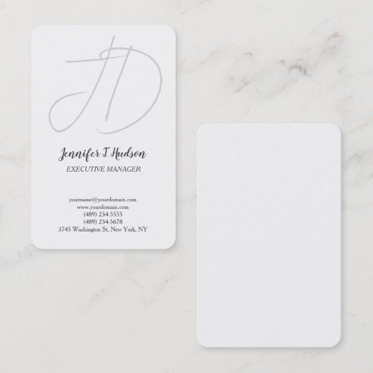 Carte De Visite Calligraphie classique tendance monogramme (Devant / Derrière)