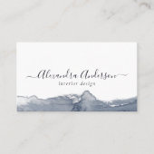 Carte De Visite Calligraphie d'aquarelle gris moderne Code QR mini (Devant)