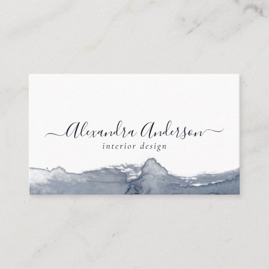 Carte De Visite Calligraphie d'aquarelle gris moderne Code QR mini (Devant)