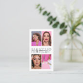 Carte De Visite Calligraphie de maquillage moderne Script Photo Co (Debout devant)