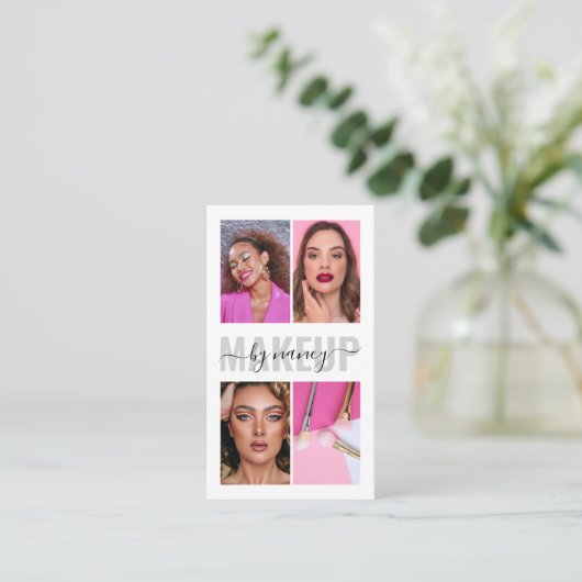 Carte De Visite Calligraphie de maquillage moderne Script Photo Co (Debout devant)