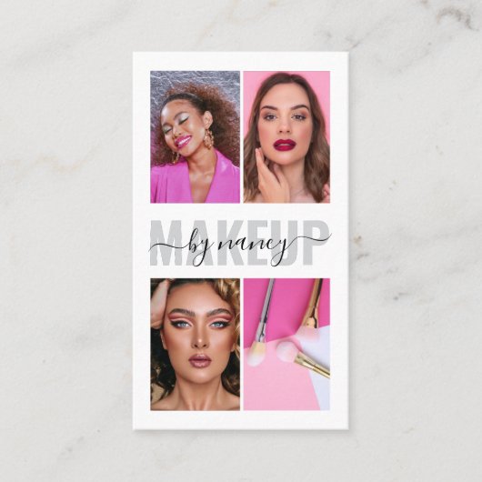 Carte De Visite Calligraphie de maquillage moderne Script Photo Co (Devant)