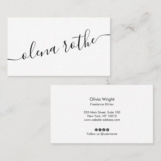 Carte De Visite Calligraphie de script, bus professionnel moderne (Devant / Derrière)