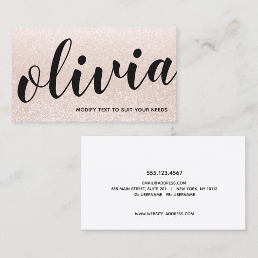 Carte De Visite Calligraphie de script de Parties scintillant de C (Devant / Derrière)