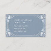 Carte De Visite Calligraphie de script élégant en bleu foncé Vinta (Dos)