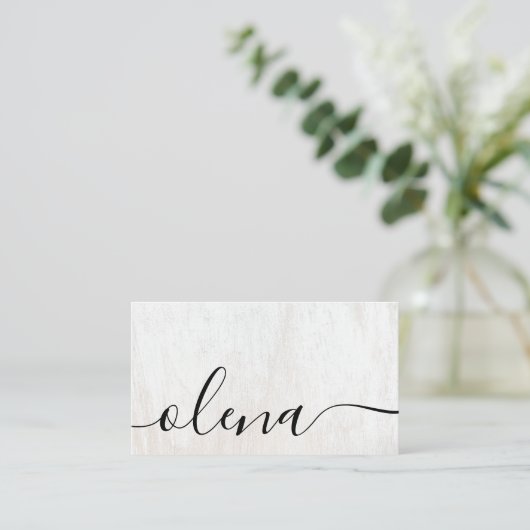 Carte De Visite Calligraphie de script en bois tendance (Debout devant)