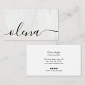 Carte De Visite Calligraphie de script en bois tendance (Devant / Derrière)