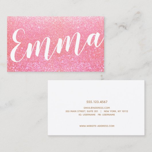 Carte De Visite Calligraphie de script manuscrite de Parties scint (Devant / Derrière)