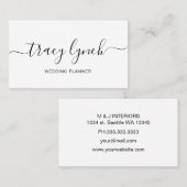 Carte De Visite Calligraphie de script manuscrite en noir blanc si (Devant / Derrière)