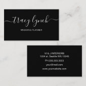 Carte De Visite Calligraphie de script manuscrite en noir blanc si (Devant / Derrière)