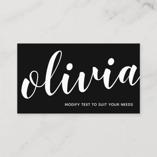 Carte De Visite Calligraphie de script manuscrite en noir gras (Devant)