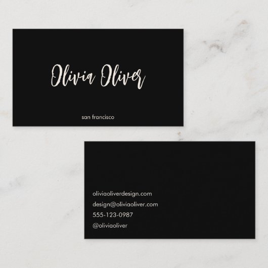 Carte De Visite Calligraphie de script noir minimal Élégant Modern (Devant / Derrière)