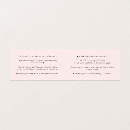 Carte De Visite Calligraphie de script rose Instruction de post-so (Intérieur déplié)