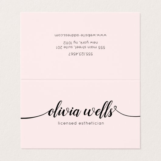 Carte De Visite Calligraphie de script rose Instruction de post-so (Extérieur déplié)