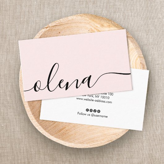Carte De Visite Calligraphie de script rose vif tendance
