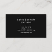 Carte De Visite Calligraphie de script sophistiqué Noir minimal (Dos)