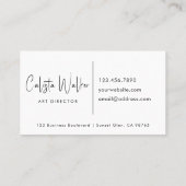 Carte De Visite Calligraphie de script sophistiqué Noir minimal (Dos)