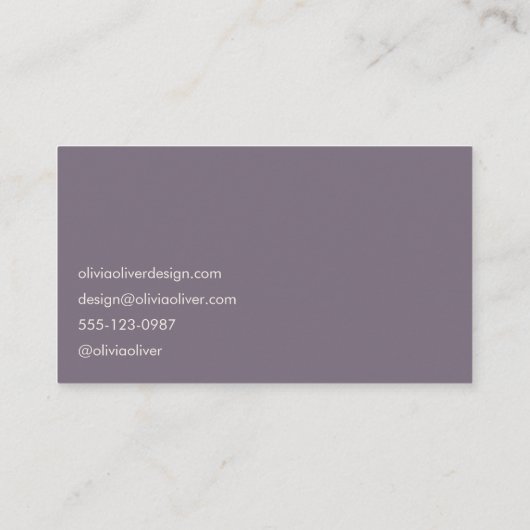 Carte De Visite Calligraphie de script violet minimal Élégant mode (Dos)