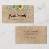 Carte De Visite Calligraphie de tournesol botanique Rustique artis (Devant / Derrière)