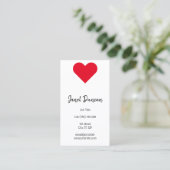 Carte De Visite Calligraphie du coeur rouge (Debout devant)