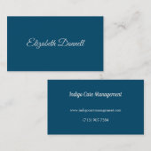 Carte De Visite Calligraphie Elegant Ocean Blue (Devant / Derrière)