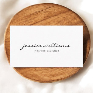 Carte De Visite Calligraphie Féminine Blanche Minimaliste