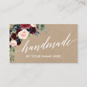 Carte De Visite Calligraphie Florale Bourgogne Mains De Style Kraf