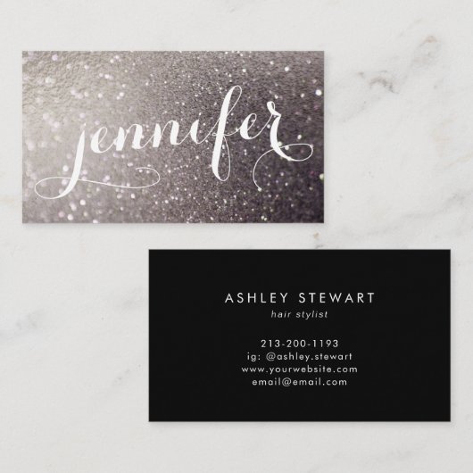 Carte De Visite Calligraphie Galaxie Parties scintillant Iridescen (Devant / Derrière)