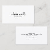 Carte De Visite Calligraphie manuscrite blanche simple (Devant / Derrière)