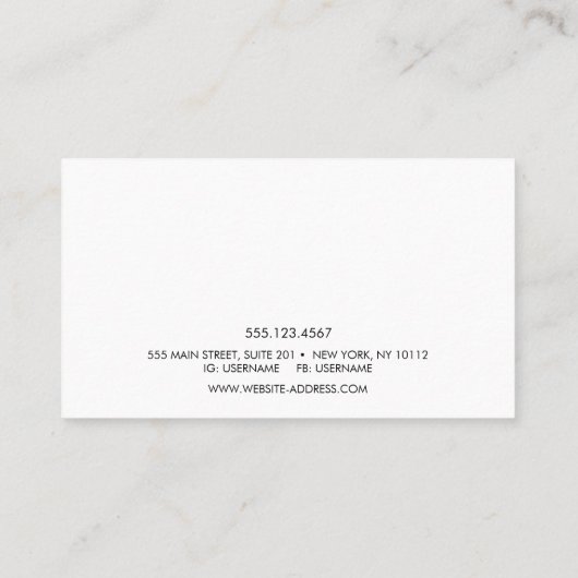 Carte De Visite Calligraphie manuscrite blanche simple (Dos)